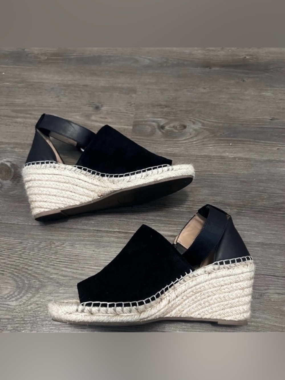 ❤️ Black GAP Wedge Espadrilles Ankle Strap - Size 8